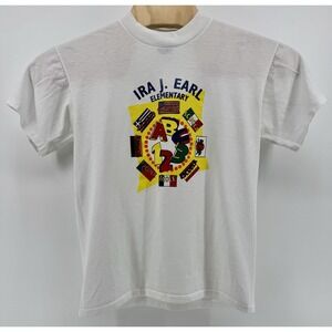 Vintage 90s Ira J Earl Elementary School T-Shirt Size M USA‎ Made Single Stitch